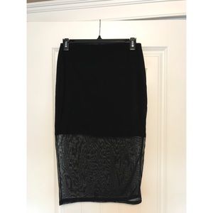 Black mini/midi mesh skirt